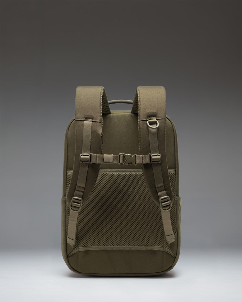 Herschel Supply Co. Kaslo Daypack Tech in Ivy Green Tonal, displaying a sleek, functional design ideal for tech storage and daily commuting.