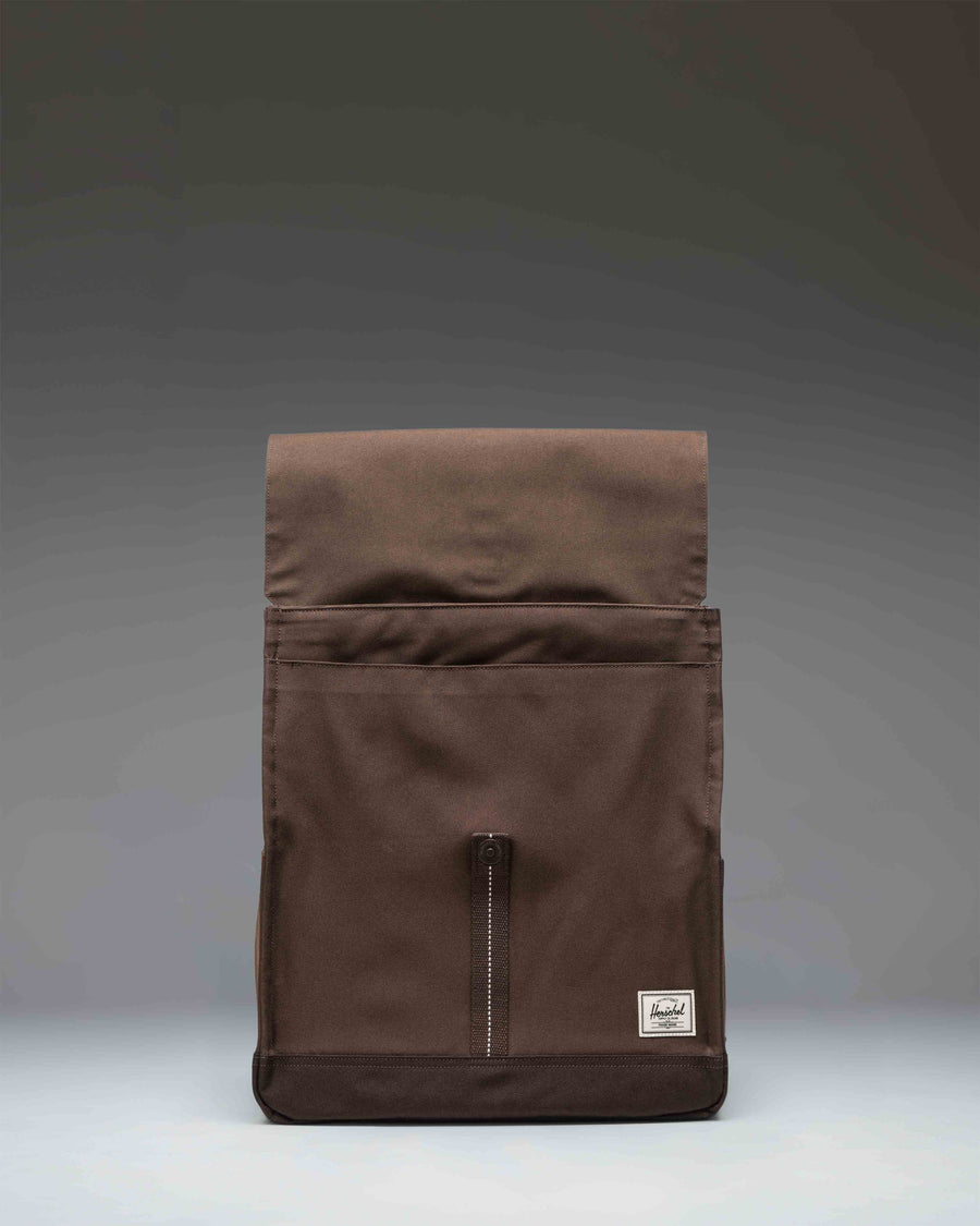 Herschel Supply Co. City Backpack in Brown Slate/Delicioso colorway featuring a classic, minimal design with a single strap closure.