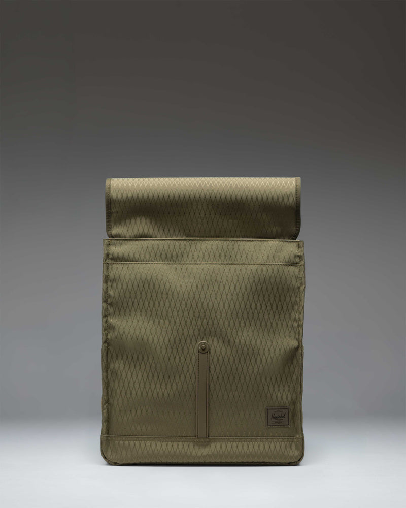 Herschel Supply Co. City Backpack in Ivy Green Diamond, featuring a clean, compact design with a single strap closure.