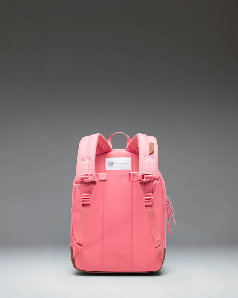 Herschel Heritage Kids Backpack in Confetti/Saddle Brown featuring a colorful confetti pattern with a light brown diamond and bottom panel.