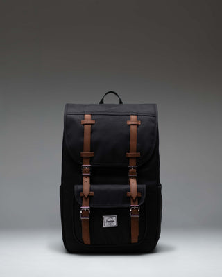 Herschel Supply Co. Little America Mid Backpack in black, showcasing its classic design with double rubber straps and front pocket.