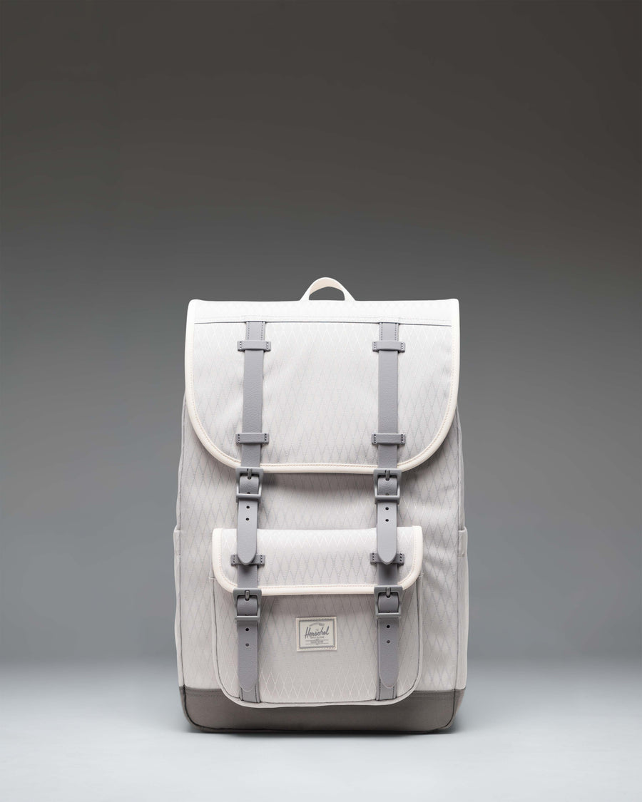Herschel Supply Co. Little America Mid Backpack in Vapor Diamond and Charcoal Gray, featuring a main compartment with rubber straps.