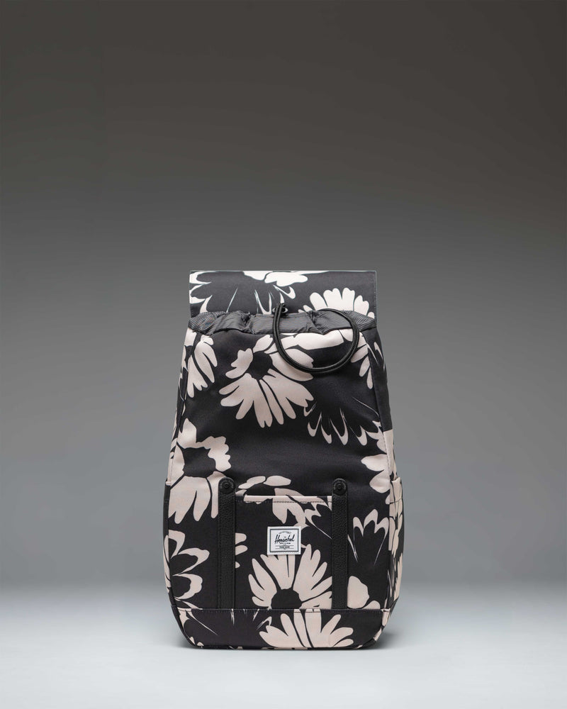 Herschel Retreat Small Backpack in Graphic Daisy - Moonbeam, featuring a floral pattern with white daisies on a light beige background.