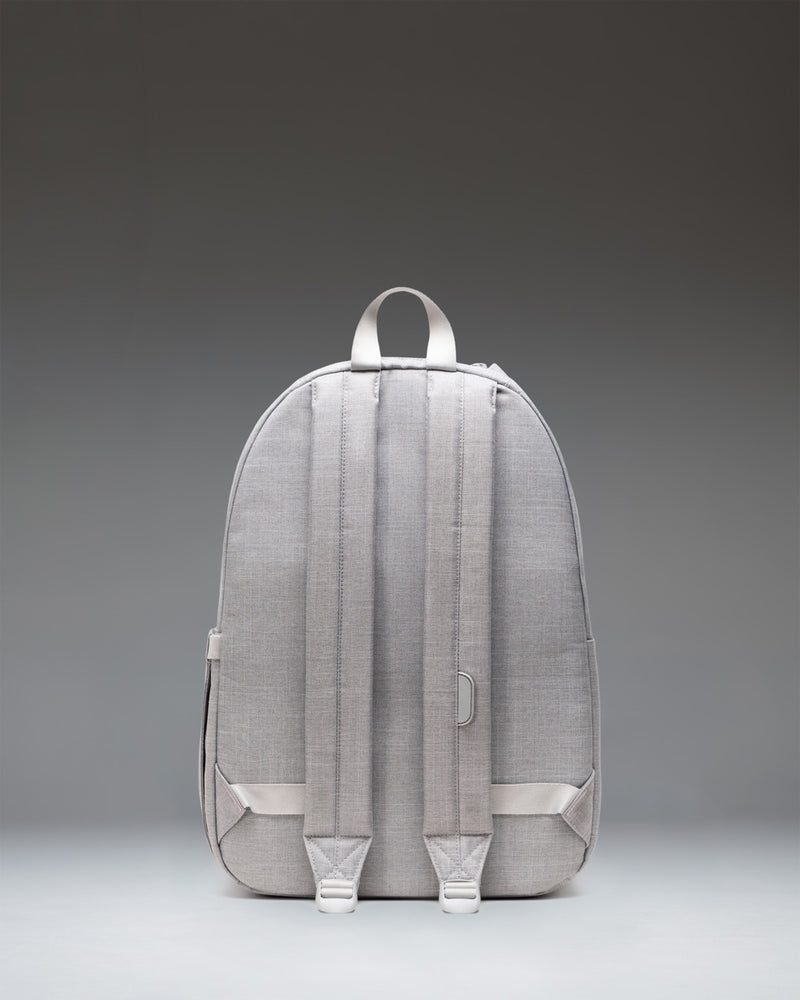 Herschel Supply Co. Pop Quiz Backpack in Grey Crosshatch, featuring a classic design with a front pocket and durable zipper details.