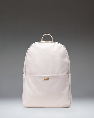 Herschel Supply Co. Beatrix Backpack in Moonbeam, front view showing its clean, minimalist design and light beige color.