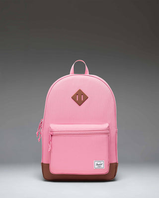 Herschel Heritage Youth Backpack in Cashmere Rose with a Saddle Brown diamond accent and base.