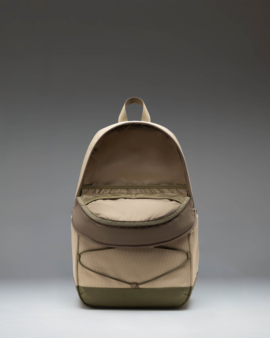 Herschel Kingston Backpack in Gray Green Diamond and Winter Moss, shown from the front highlighting its modern design.