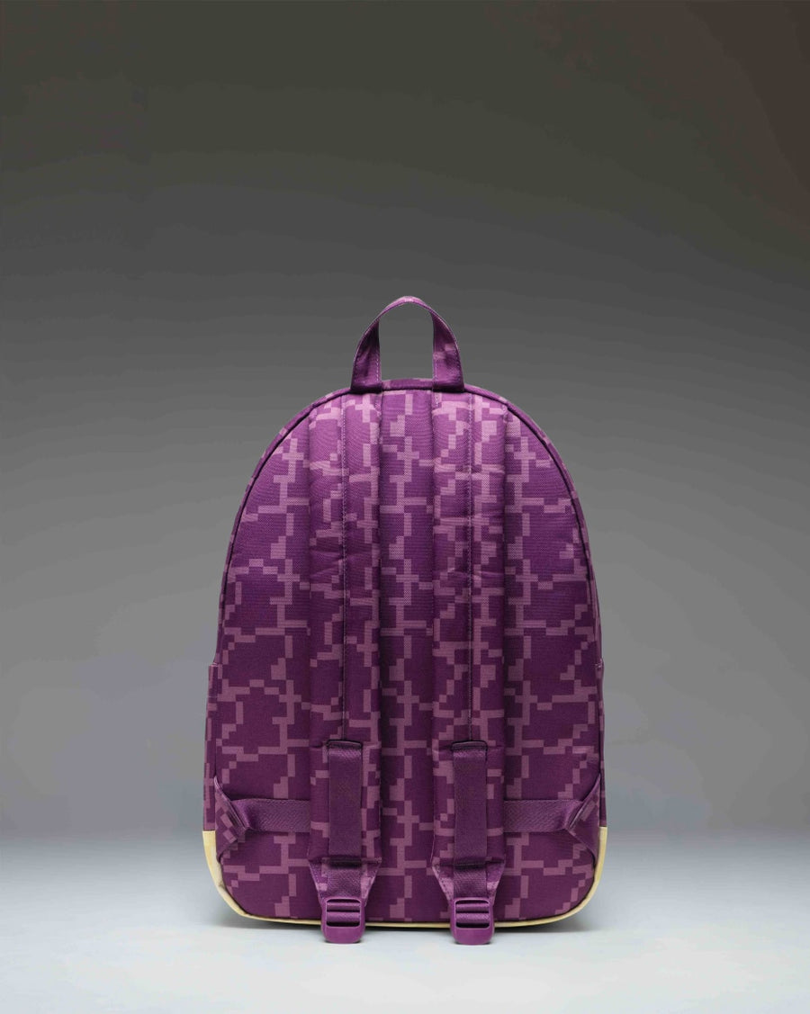 Herschel Supply Co. Minecraft Classic Backpack in The End colorway featuring a purple pixelated Ender Dragon and Enderman design.