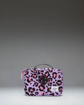 Herschel Heritage Pencil Case Little Herschel in Scribble Leopard Sachet Pink featuring a pink leopard print pattern.