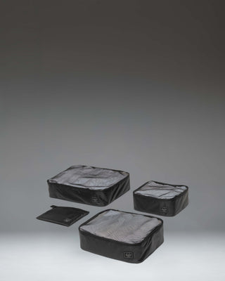 Herschel Supply Co Kyoto Packing Cubes in Black Tonal, showing the set of travel organizers.
