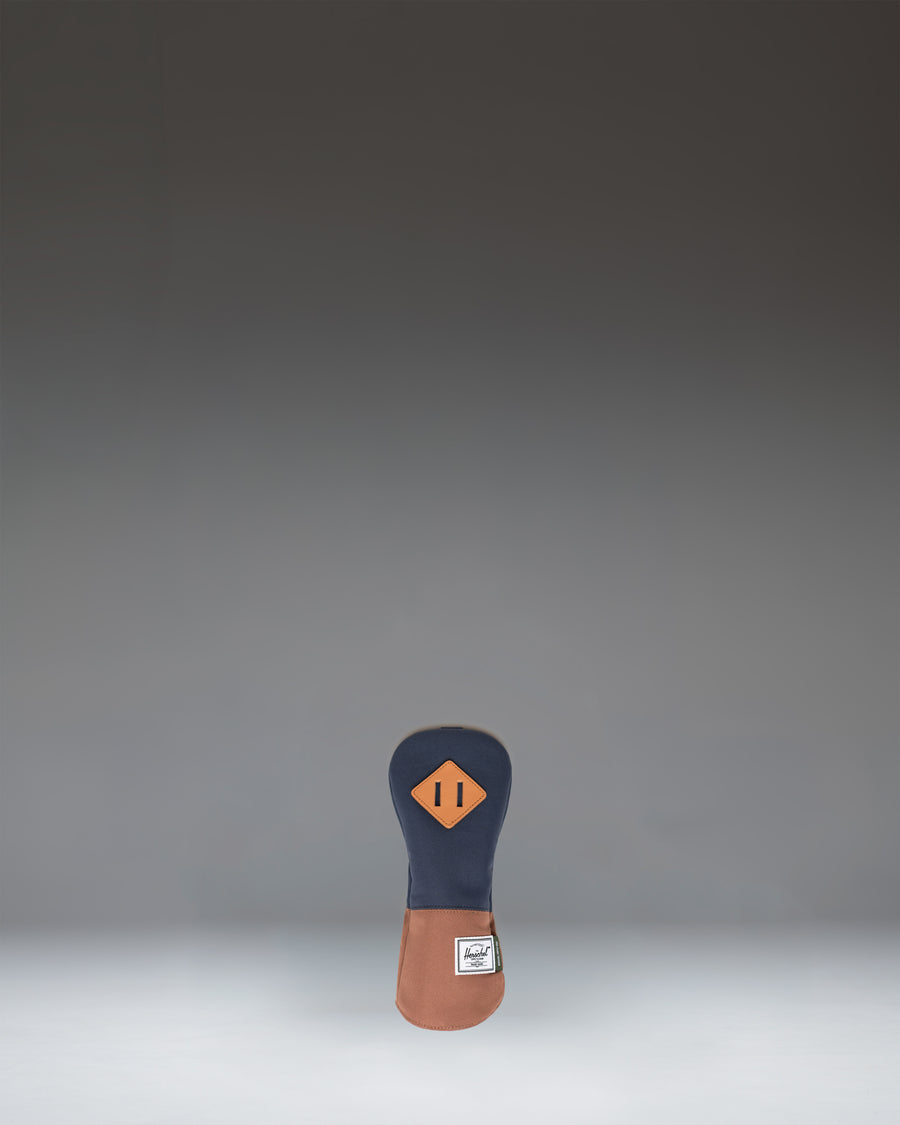 Herschel Heritage Hybrid Head Cover in Navy and Saddle Brown, showing a classic golf club cover design.