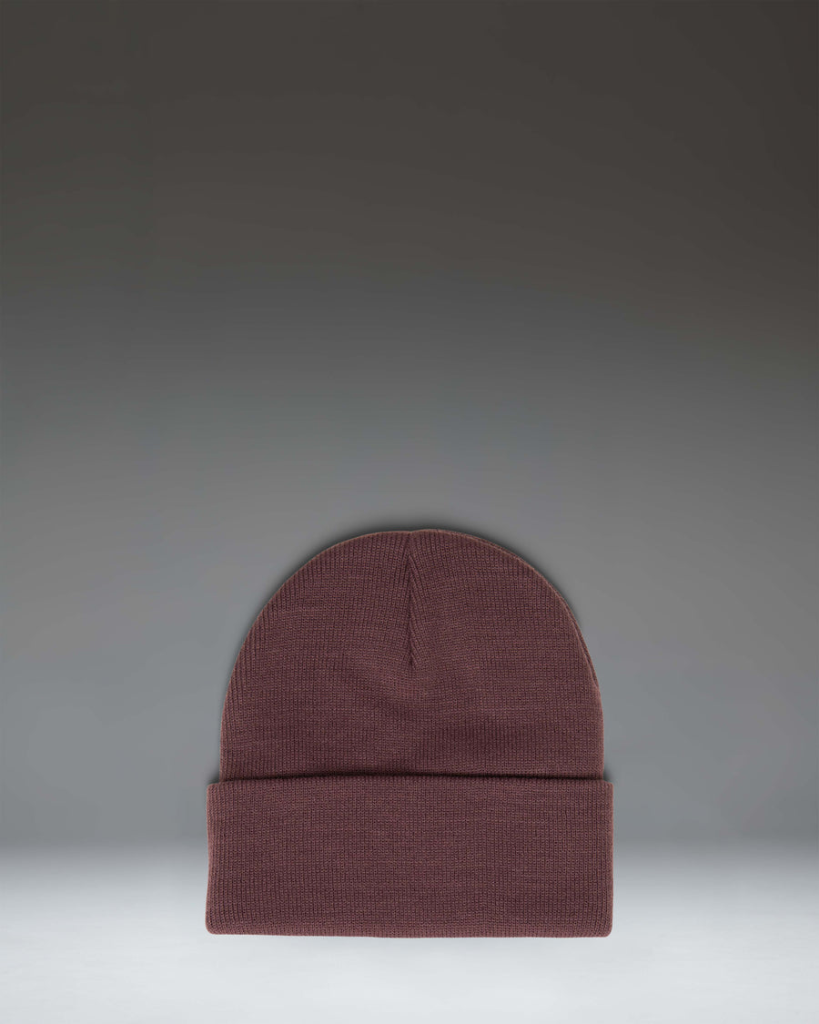 Herschel Supply Co. Elmer Beanie in Huckleberry, a classic ribbed knit purple beanie with a folded cuff and the signature woven label on the front.