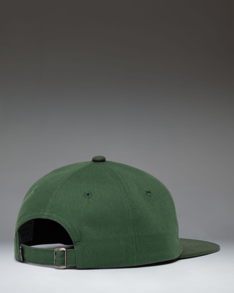 Herschel Supply Co. Scout Vintage Cap in Dark Green and Mountain View colorblock pattern, showing the side view.