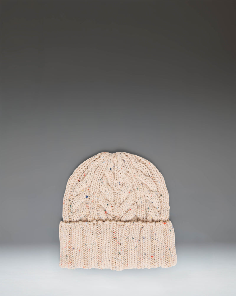 Herschel Supply Co. Ellis Cable Beanie in Vintage White Marled, featuring a classic cable knit design.