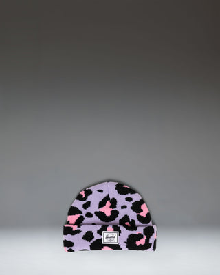 Herschel Supply Co. Elmer Baby Graphic Beanie 6-12 Months in Scribble Leopard Sachet Pink.