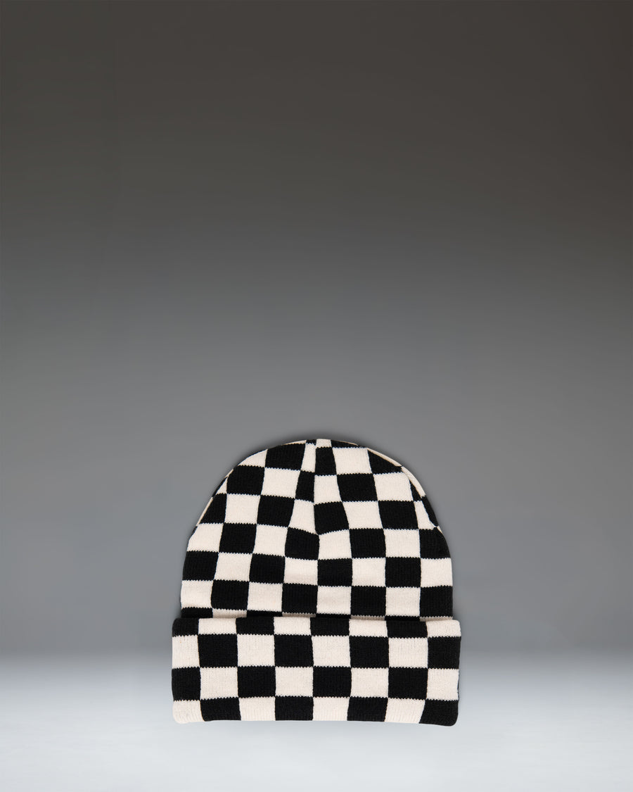 Herschel Supply Co Elmer Kids Graphic Beanie in checkerboard print pattern.