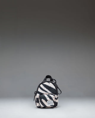 Herschel Classic Backpack Bag Charm in a striking black and white zebra print pattern.