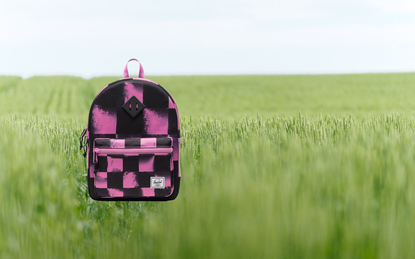 Herschel Heritage Kids Backpack in Stencil Checker Opera Mauve.