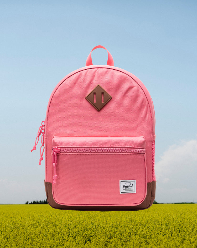Herschel Heritage Kids Backpack in Confetti and Saddle Brown.