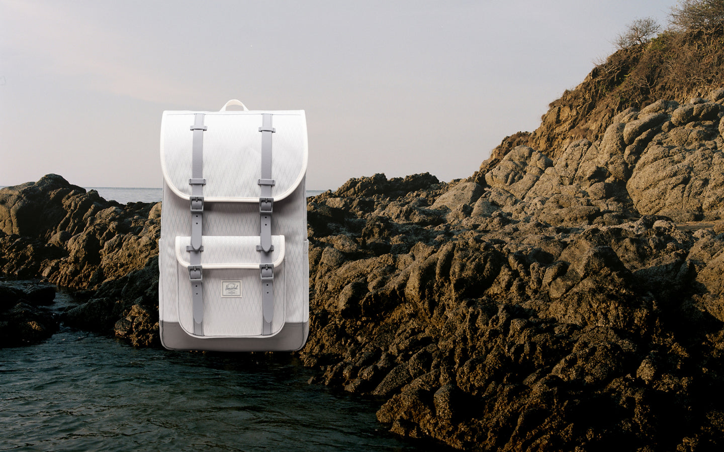 Herschel Little America Backpack in Vapor Diamond/Charcoal Gray desktop banner image.