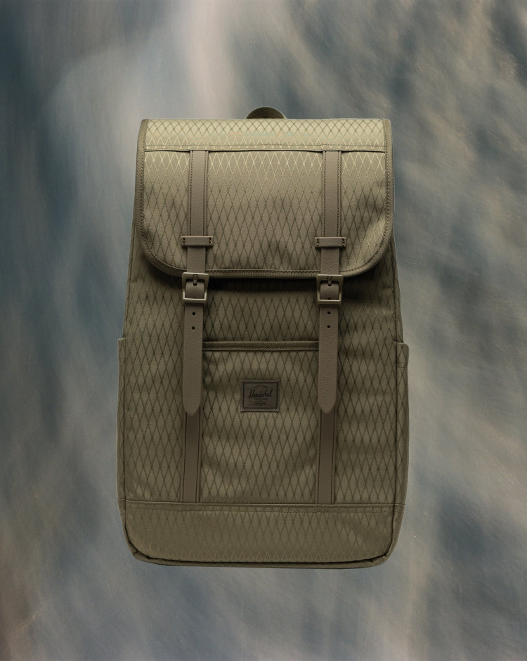 Herschel Retreat Backpack in Ivy Green Diamond.
