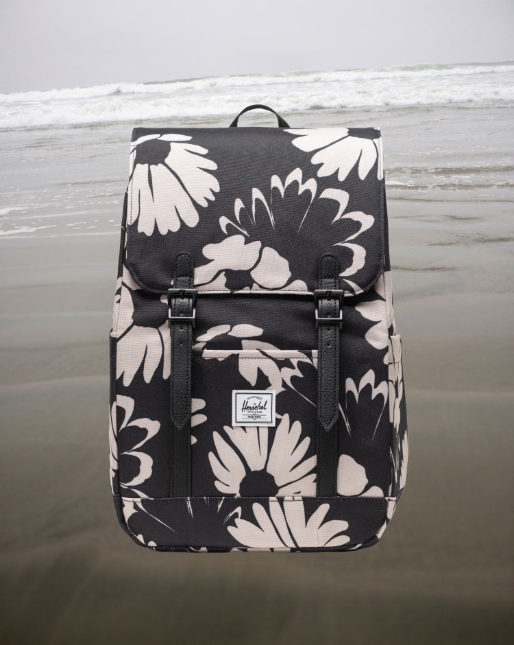 Herschel Retreat Small Backpack in Graphic Daisy - Moonbeam floral pattern.