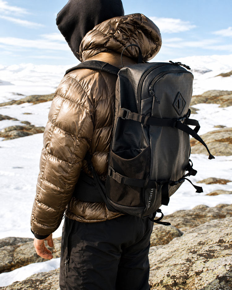 herschel backpack on model forest orange Heritage Supply Co. USA 14 backpack strap drop Classic Backpack - Ash Rose
