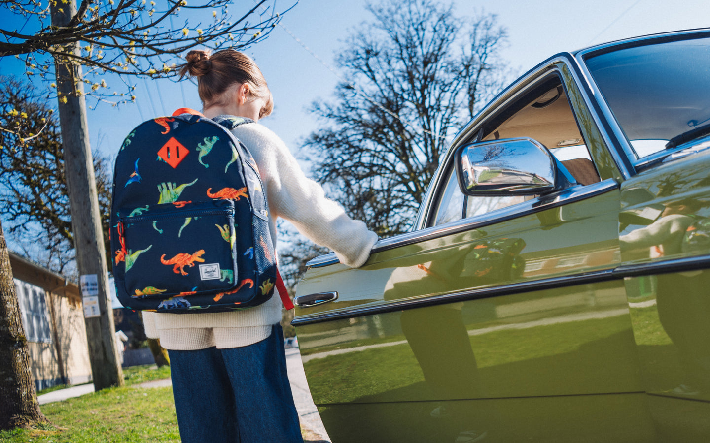 Herschel Supply Co. Heritage Youth Backpack in Water Colour Dinosaurs Darkest Navy.