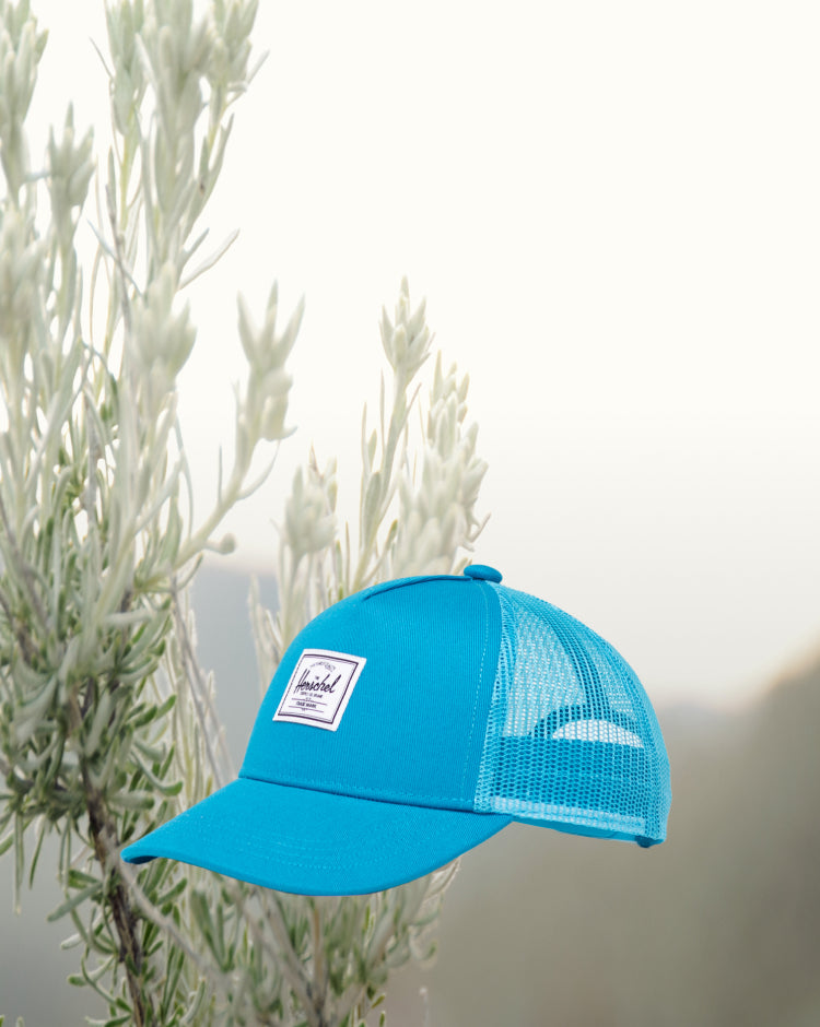 Herschel Supply Co. Whaler Cotton Mesh Toddler Cap (2-4 Years) in Hawaiian Surf blue.
