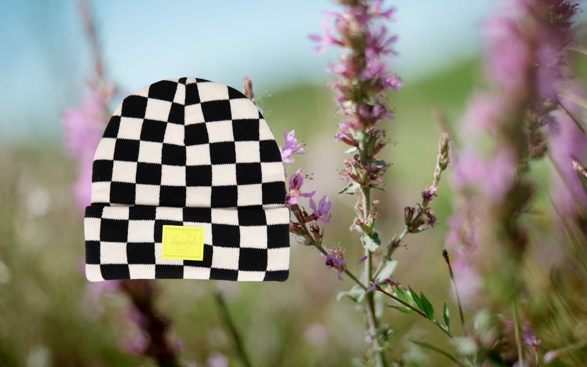 Herschel Supply Co. Elmer Kids Graphic Beanie in Checkerboard pattern.