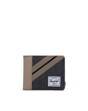Herschel Roy RFID Wallet Credit Card Case Black Crosshatch Evening Primrose