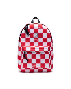 red checkerboard backpack