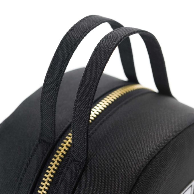 herschel black backpack with gold zipper